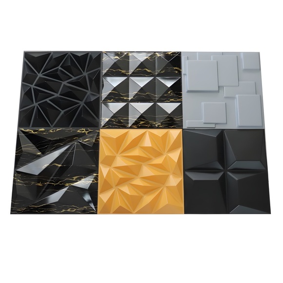 10 pack 3D Wall Panels Decor Tiles Textured Design PVC Waterproof 19.7 19.7” - Picture 7 of 8